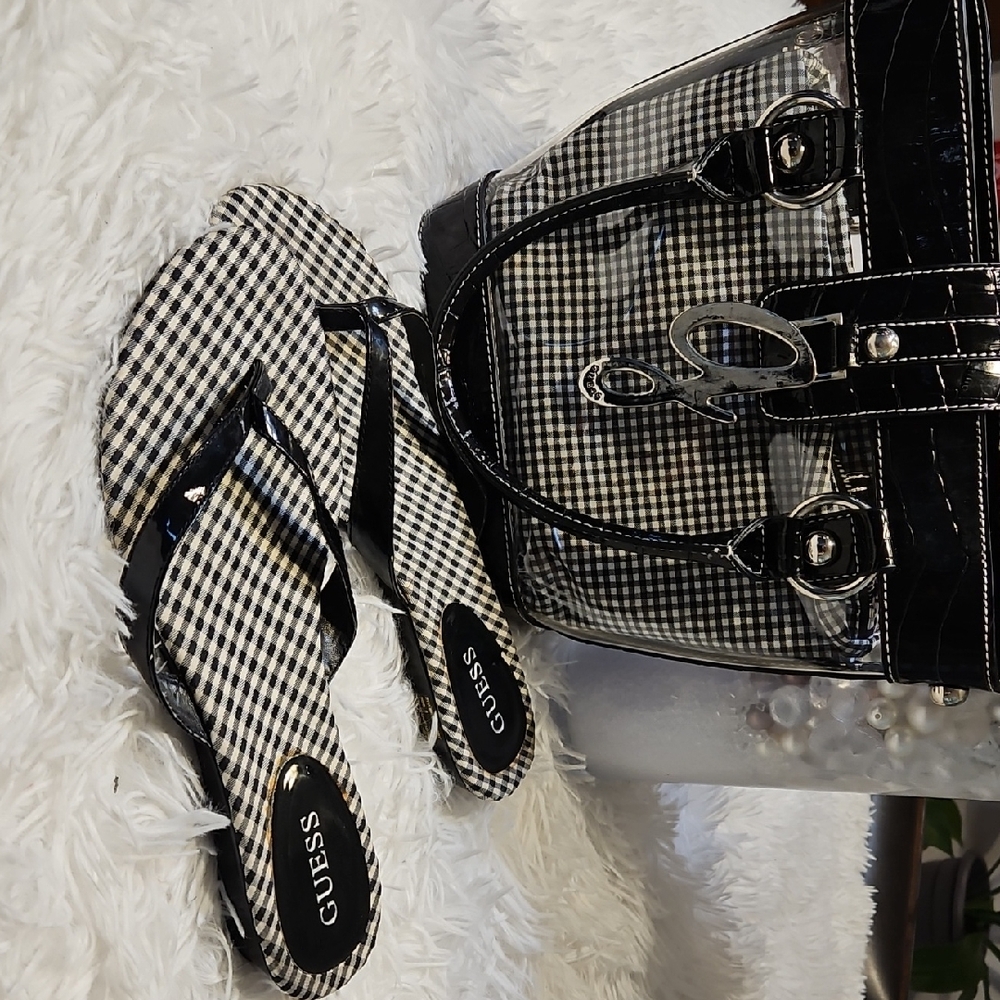 GUESS Monochrome Checkered Women's Sandals